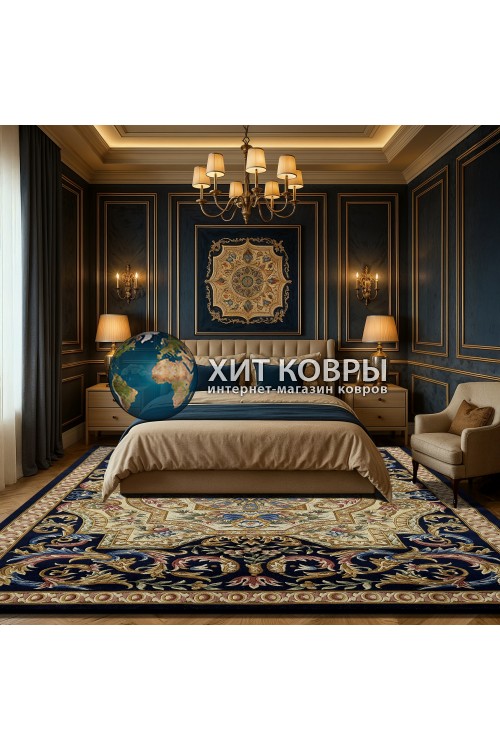 Китайский ковер 002029 Синий-бежевый
